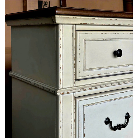 B747 - 31 : Tủ 6 Ngăn Kéo Giả Cổ - Màu Trắng Sương Mù